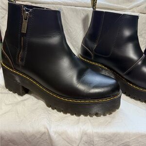 Dr. Martens Black Ankle Boots with Yellow Stitching